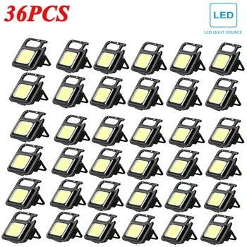 36 adet Mini LED taşınabilir çalışma ışığı cep Feneri USB şarj edilebilir anahtar ışık fener kamp dışında yürüyüş COB fener