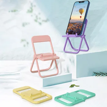 Taşınabilir Mini Cep telefon standı masaüstü sandalye Standı 4 Renk Ayarlanabilir Macaron Renk Standı Katlanabilir Shrink Dekorasyon Dekor