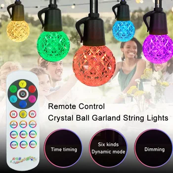 Renk Değiştirme Topu Dize İşıklar 15M Kristal Küre Garland ışıkları Açık Su Geçirmez Peri ışıkları Uzaktan Kumanda ile Ev Partisi için