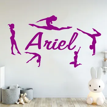 Özelleştirilebilir Adı Ritmik Jimnastik Duvar Sticker Spor Çıkarılabilir DIY Çocuk Odası Kız Yatak Odası Aktivite Odası Dekor Vinil Çıkartması