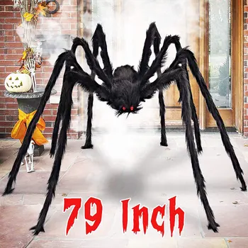 Cadılar bayramı Büyük Örümcek Peluş Sahte Tüylü Örümcek Sahne Cadılar Bayramı Partisi Korkunç Korkunç Dekorasyon Kapalı Açık Yard Oyuncaklar 200 cm