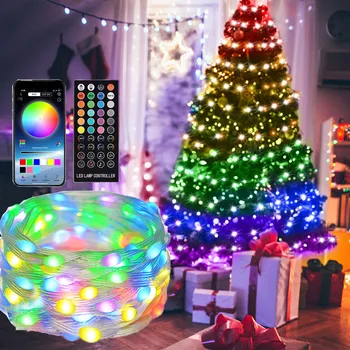 20M 200LEDs Akıllı Noel Ağacı Dize Işıkları ile Bluetooth 5MPVC Peri İşık Garland Uzaktan Müzik Senkronizasyonu İçin 2023 Düğün Parti