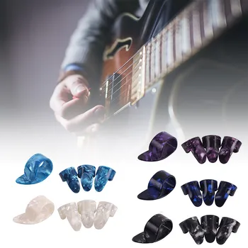 4 adet Gitar Plectrums Kılıf Başparmak Parmak Seçtikleri Akustik Elektrik Bas Gitar Seçtikleri Pickup Fingerstyle Başparmak Plectrums