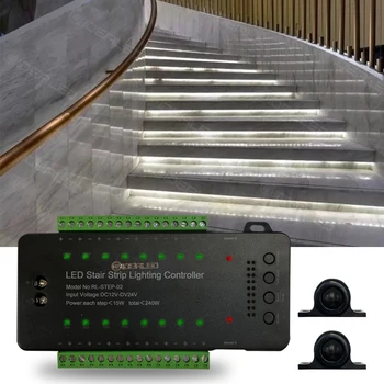 Merdiven 16 Kanal LED Denetleyici hareket sensörlü ışık şerit karartma ışık Kapalı DC12V-24V Akıllı Sensör Denetleyici merdiven lambası