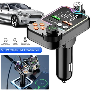 Bluetooth5. 0 FM Verici Kablosuz Araba MP3 Çalar Yeniden Kullanılabilir Çift USB Ekran Ses Çalar taşınabilir araç şarjı adaptörü