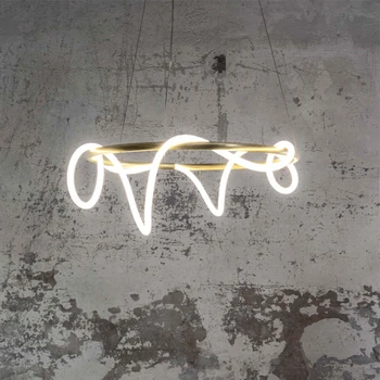 Postmodern tasarımcı altın avize aydınlatma Lampara De Techo süspansiyon uzun bar ışığı asılı ışık yemek odası için