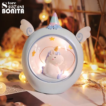 Unicorn yıldız gece lambası Pegasus masa lambası Kız kalp dekorasyon masa lambası doğum günü hediyesi noel çocuklar kız arkadaşı hediye