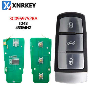 XNRKEY 3 Düğme Değil Akıllı Uzaktan Anahtar ID48 Çip 433MHz FCC 3C0959752BA VW Passat B6 3C B7 Magotan CC Araba Anahtarı