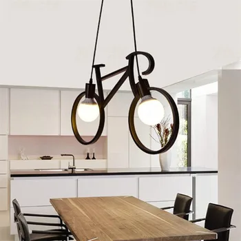 Retro bisiklet kolye ışık yaratıcı demir armatür oturma odası kolye basit Restoran Bar endüstriyel mutfak asılı lambalar