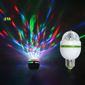 E27 3W 100-240V Renkli Otomatik Dönen RGB LED Ampul Sahne ışığı Parti Lambası Disko Parti Festivali Düğün Dekorasyon