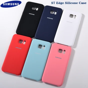 Samsung Silikon Kapak Ipeksi Yumuşak dokunmatik Sıvı Silikon Resmi Orijinal Stil samsung kılıfı Galaxy S7 Kenar SM-G9350 5.5 inç