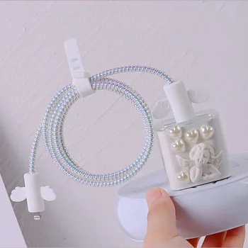 3D Melek Heykeli Koruyucu Kılıf Apple Şarj Cihazı için 18W 20W Durumda TPU Spiral Kablo Sarıcı İphone 11 12 Şarj Kablosu Veri Hattı